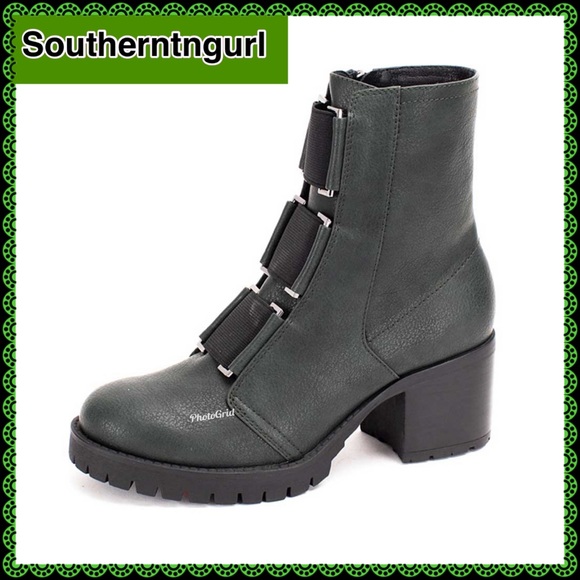 NWT YELLOW BOX YELLOWBOX “Telaviz” Combat Block Heel Boots - Picture 3 of 14